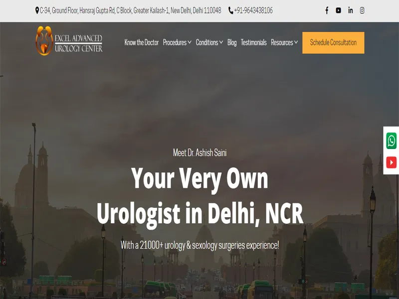 Excel Advanced Urology Center website designed and developed by Scrimatec